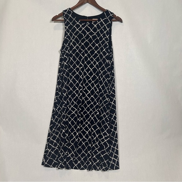 Anne Klein Navy Blue Geometric Patterned Sleeveless Dress - Picture 1 of 13